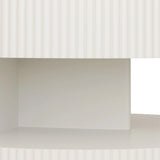 Coffee Table Round Modern Fluted Storage Shelf White - Furniture Home Direct