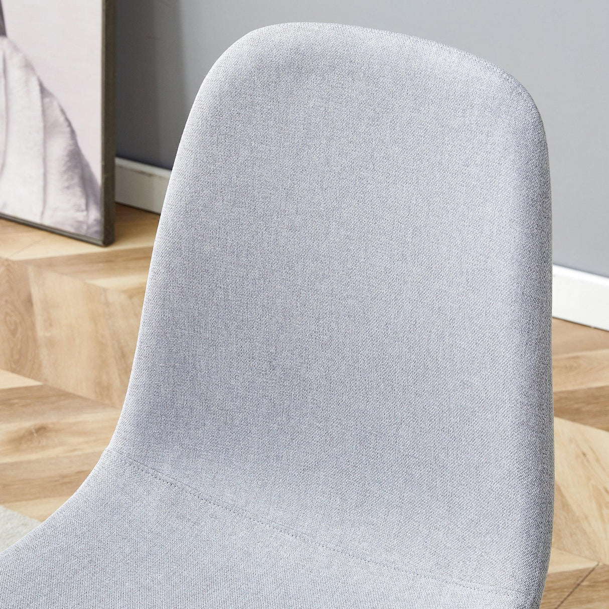 Dining Chairs Set Linen Cotton Upholstery Light Gray - Furniture Home Direct