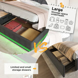 King Bed LED 360 Surround Lighting Storage USB Type C Gray - Furniture Home Direct