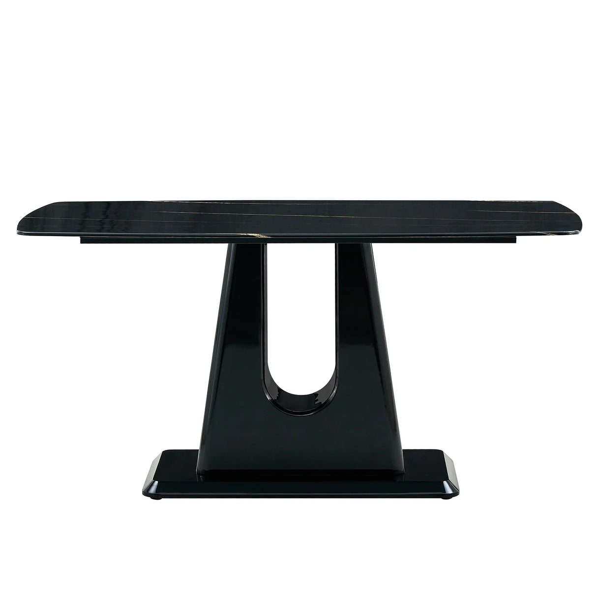 Dining Table With Imitation Marble Top, Modern Black - Furniture Home Direct