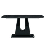 Dining Table With Imitation Marble Top, Modern Black - Furniture Home Direct