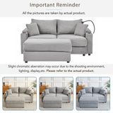 Modern Style Loveseat With Storage, Ottoman, Two USB Ports, Two Cup Holders and Phone Holder - Gray - Furniture Home Direct