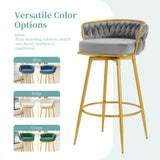 Bar Stools Set Of 2 Swivel Counter Height Gold Frame Grey - Furniture Home Direct
