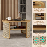 Round Coffee Table With Storage Caned Sides Natural - Furniture Home Direct