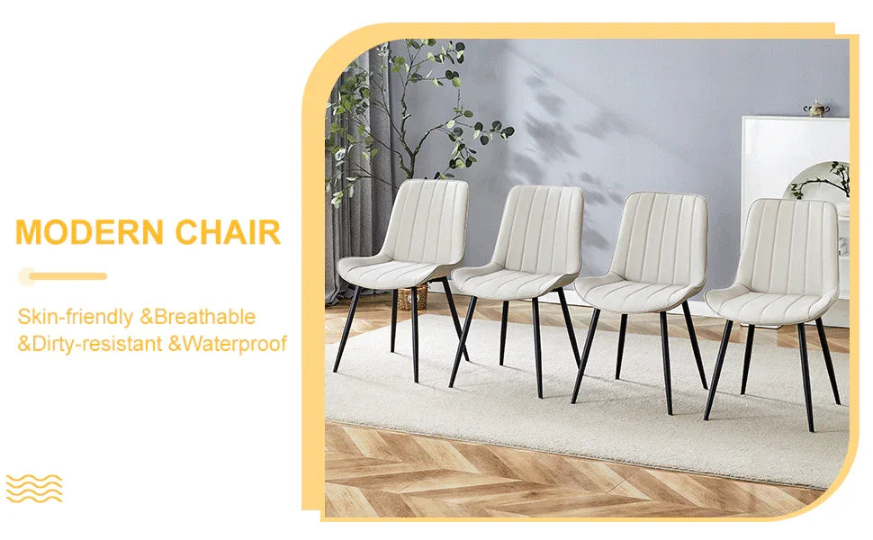 Dining Chairs Set Modern Upholstered PU Leather Gray - Furniture Home Direct