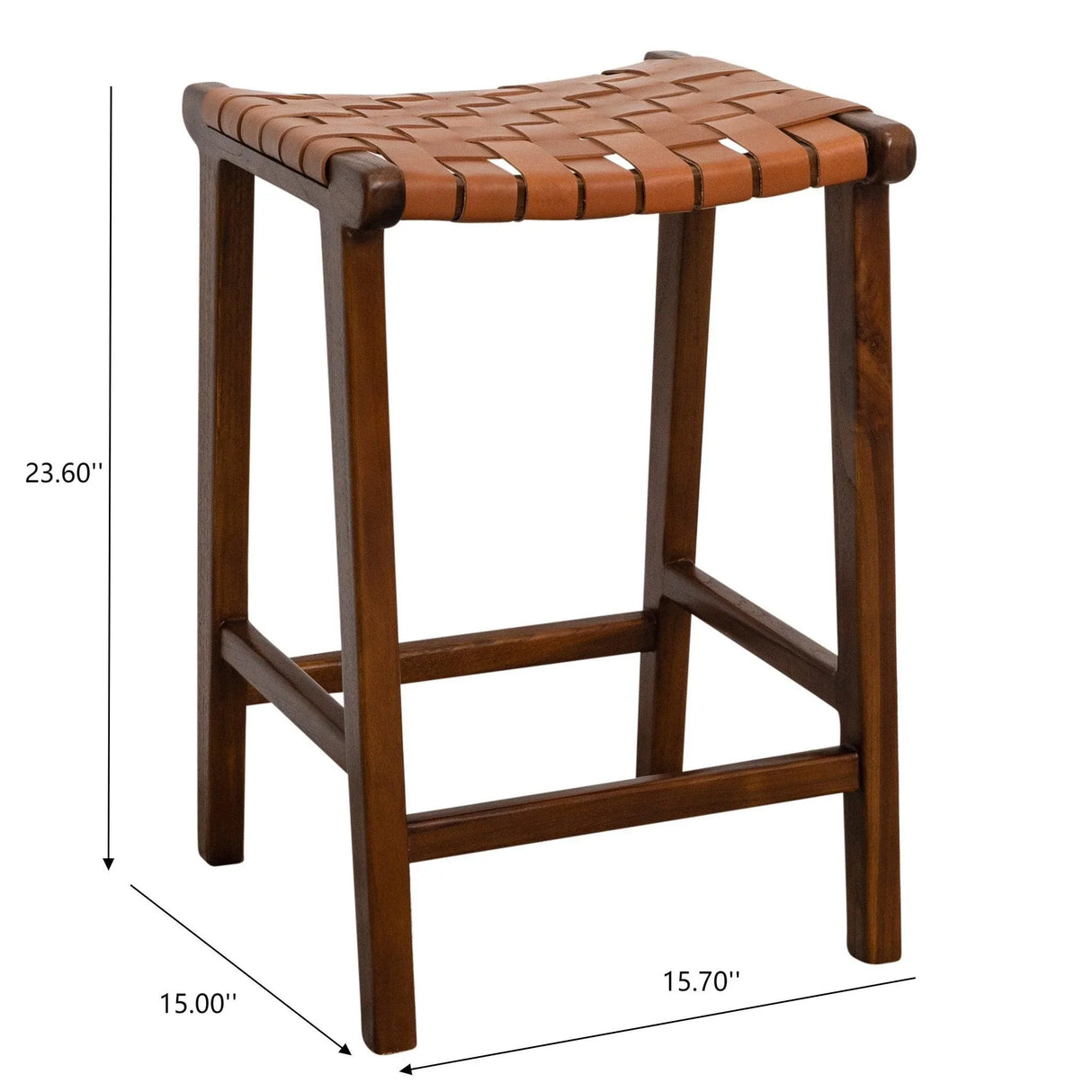 James - Mid-Century Modern Genuine Leather Counter Stool - Furniture Home Direct