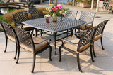 Square 8 Person 63.98" Long Dining Set With Dupione Brown Cushions - Furniture Home Direct