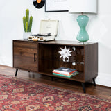 Contemporary Glass Shelf TV Stand For TVs Up To 58 - Dark Walnut - Furniture Home Direct