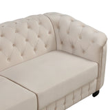 Modern 3-Piece Velvet Upholstered Living Room Set Including Sofa, Love Seat and Chair, Beige - Furniture Home Direct