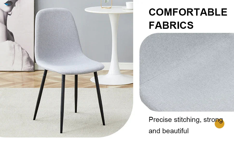Dining Chair Set Modern Fabric with Metal Legs Gray - Furniture Home Direct