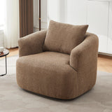 360° Swivel Barrel Sofa Chair With Throw Pillow, Chenille Upholstered Accent Chair - Furniture Home Direct