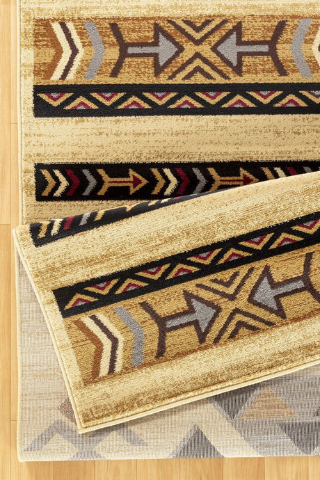 Tribes - 5'3" X 7'3" Southwest Area Rug Polypropylene - Cream - Furniture Home Direct