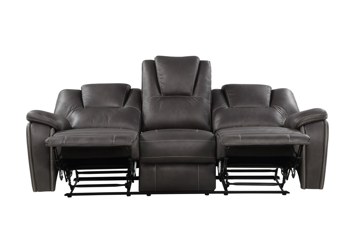 Katrine - 3 Piece Reclining Living Room Set - Charcoal - Furniture Home Direct