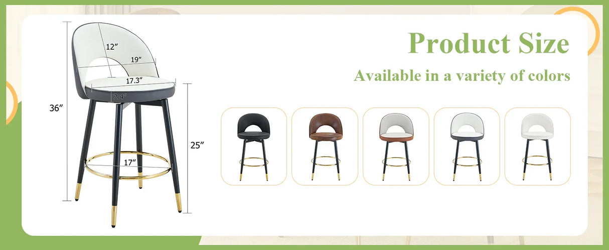Bar Stool Set Modern Upholstered Two Tone White and Gray - Furniture Home Direct