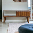 Prism Sliding Media Unit - Chestnut - Furniture Home Direct