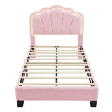 Upholstered Elegant Flowers Headboard With LED Light Strip, Platform Bed With Slats Support - Furniture Home Direct