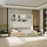 Mordern Twin Size Horizontal Murphy Bed With Shelf Storage - White - Furniture Home Direct