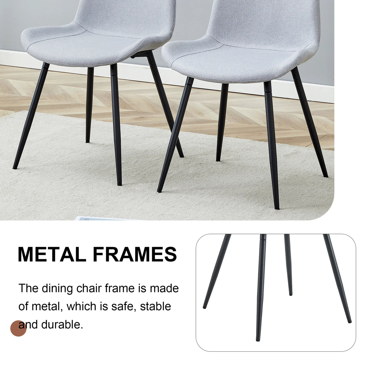 Dining Chair Set Modern Light Upholstered Fabric Chairs Gray - Furniture Home Direct