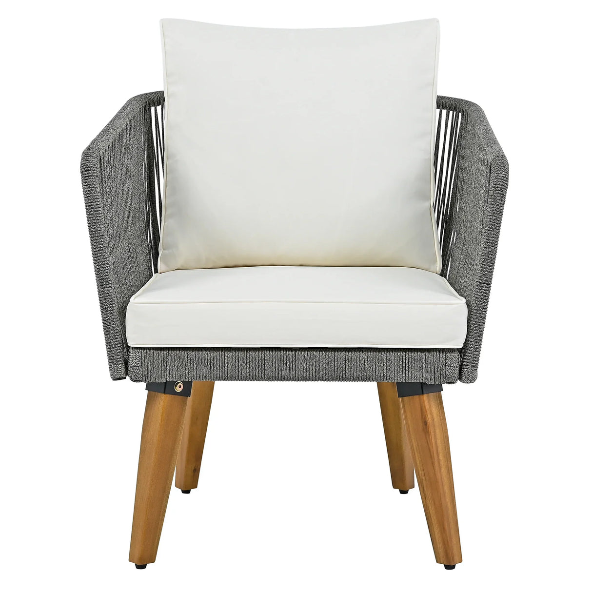 4-Piece Patio Conversation Set with Loveseat, 2 Chairs, Coffee Table + Cushions - Gray - Furniture Home Direct