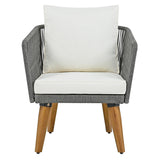 4-Piece Patio Conversation Set with Loveseat, 2 Chairs, Coffee Table + Cushions - Gray - Furniture Home Direct