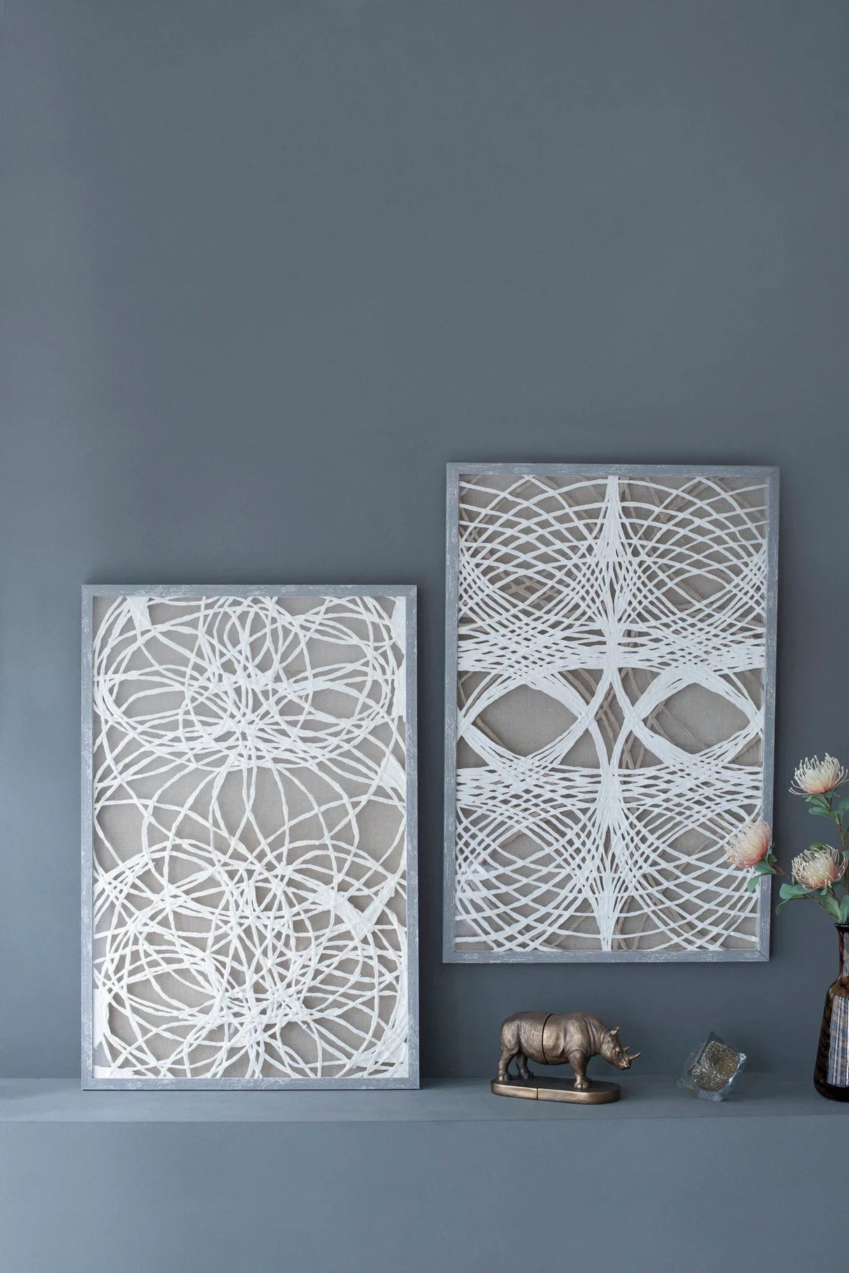 Leaf Shadow Box Wall Decor (Set of 2) - White / Gray - Furniture Home Direct