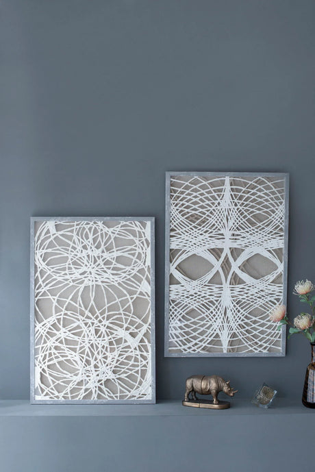 Leaf Shadow Box Wall Decor (Set of 2) - White / Gray - Furniture Home Direct