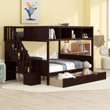 Bunk Bed With Shelfs, Storage Staircase And 2 Drawers - Furniture Home Direct