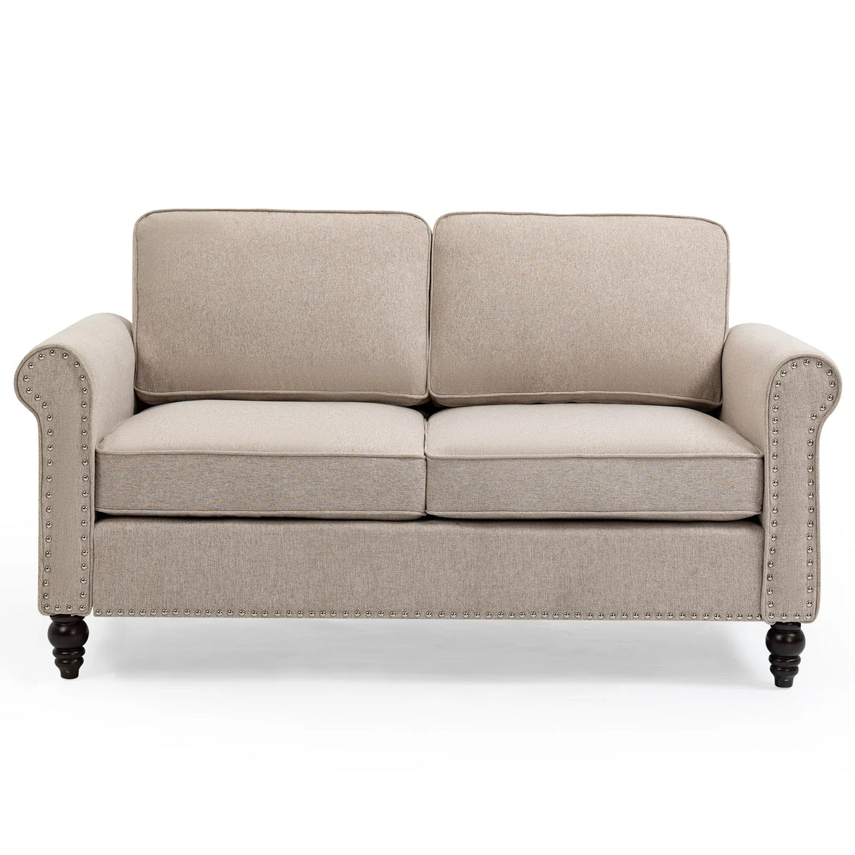 Transitional Upholstered Loveseat - Light Beige - Furniture Home Direct