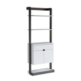 Contemporary Bookcase Four Open Shelve One Drawer Two Cabinets With Open Shelve - White / Gray - Furniture Home Direct
