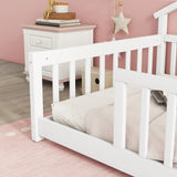 House-Shaped Bedside Floor Bed With Guardrails, Slats, Without Door - Furniture Home Direct
