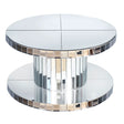Luxury Double Tier Round Mirror Coffee & End Table With Fluted Glass Modern Sofa Side Table - Silver / Glass - Furniture Home Direct