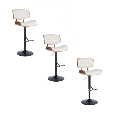 Lombardi - Mid Century Modern Adjustable Barstool With Swivel With Straight T Footrest (Set of 3) - Furniture Home Direct