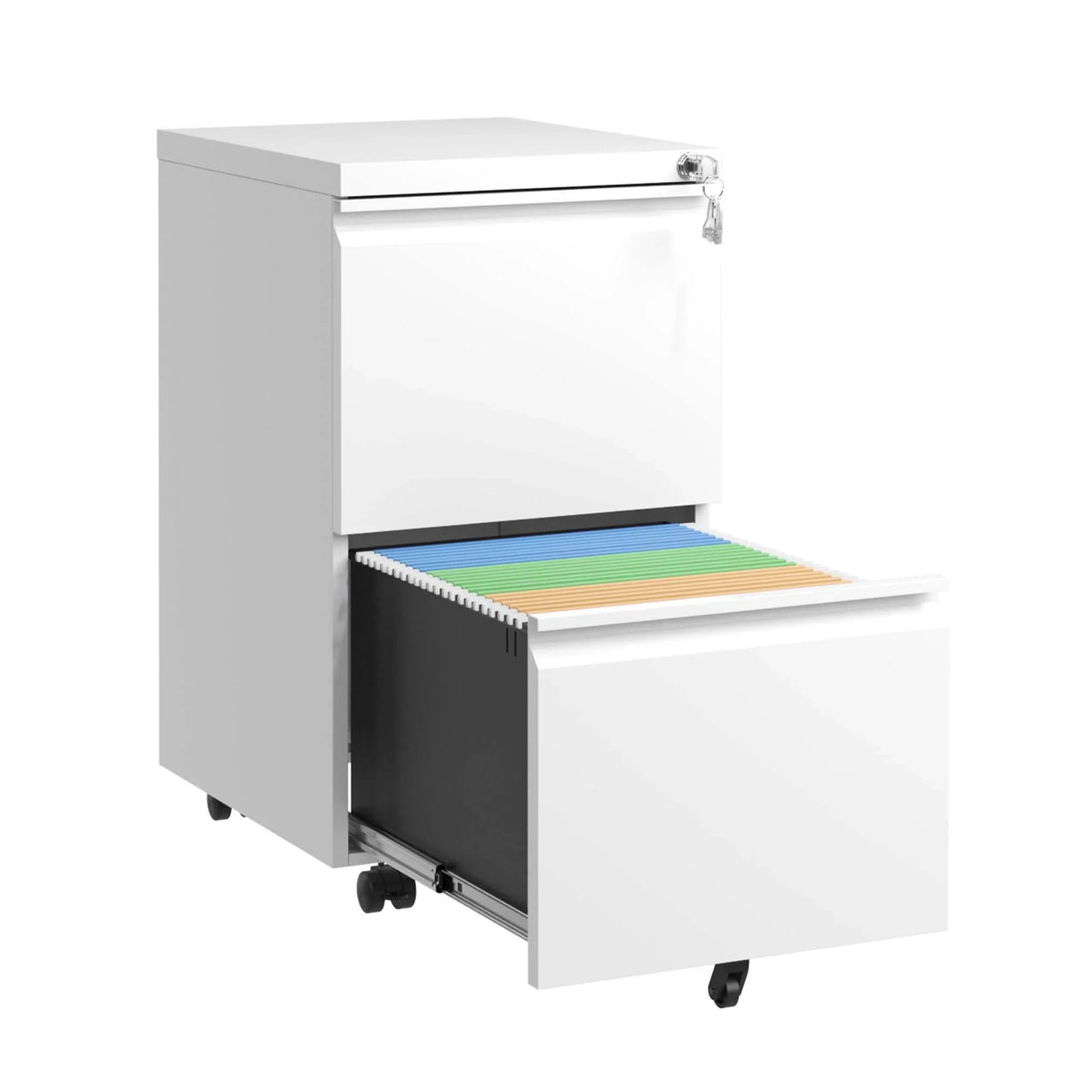 Metal Drawer Mobile File Cabinet With Lock For Home Office Organizer - Furniture Home Direct
