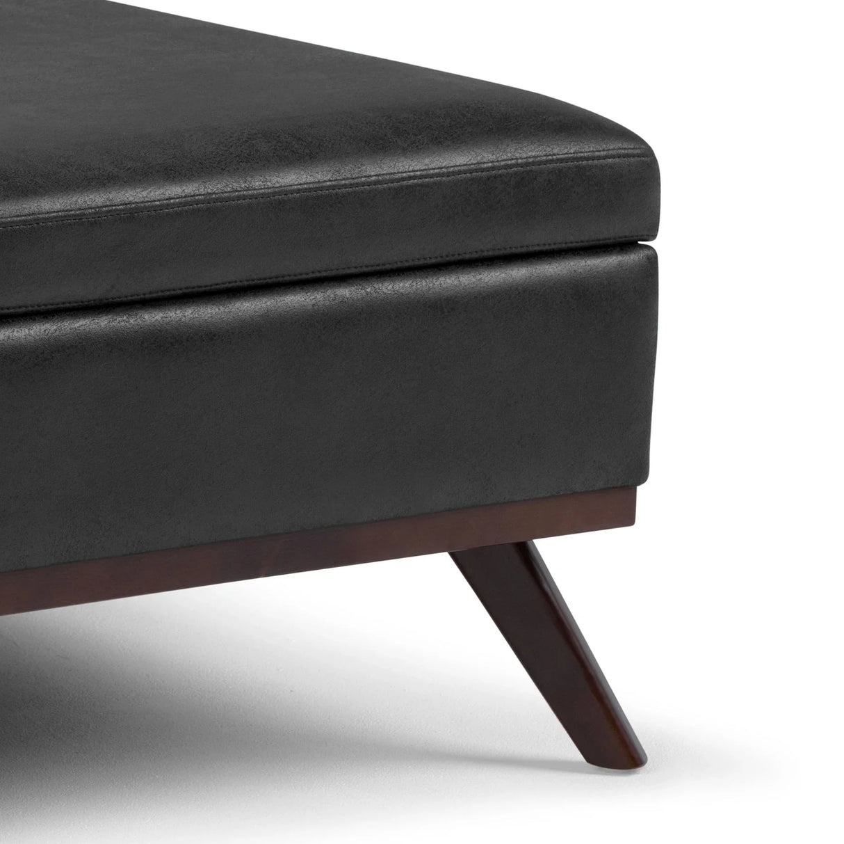 Owen - Square Coffee Table Storage Ottoman - Distressed Black - Furniture Home Direct