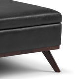 Owen - Square Coffee Table Storage Ottoman - Distressed Black - Furniture Home Direct
