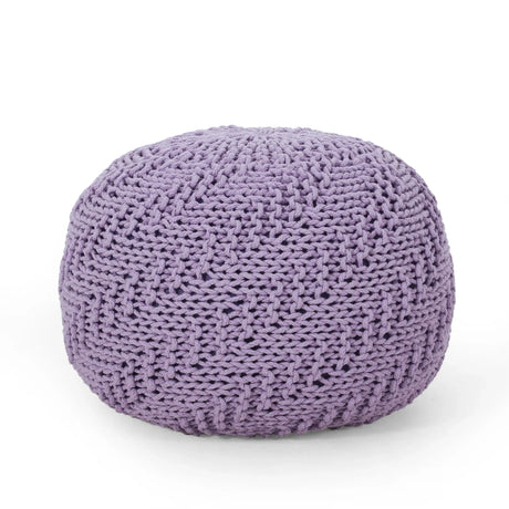 Bordeaux - Knitted Cotton Round Pouf Ottoman - Furniture Home Direct