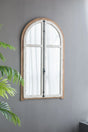 Arch Wood Wall Mirror - Brown Antique White - Furniture Home Direct