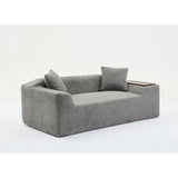 2 Piece Boucle Cloud Living Room Set with 2 Trays - Dark Gray - Furniture Home Direct