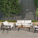 Zara - Dowel Frame Bolster Patio Deep Seating Armchair, Axroma Olefin - Wheat Beige - Furniture Home Direct