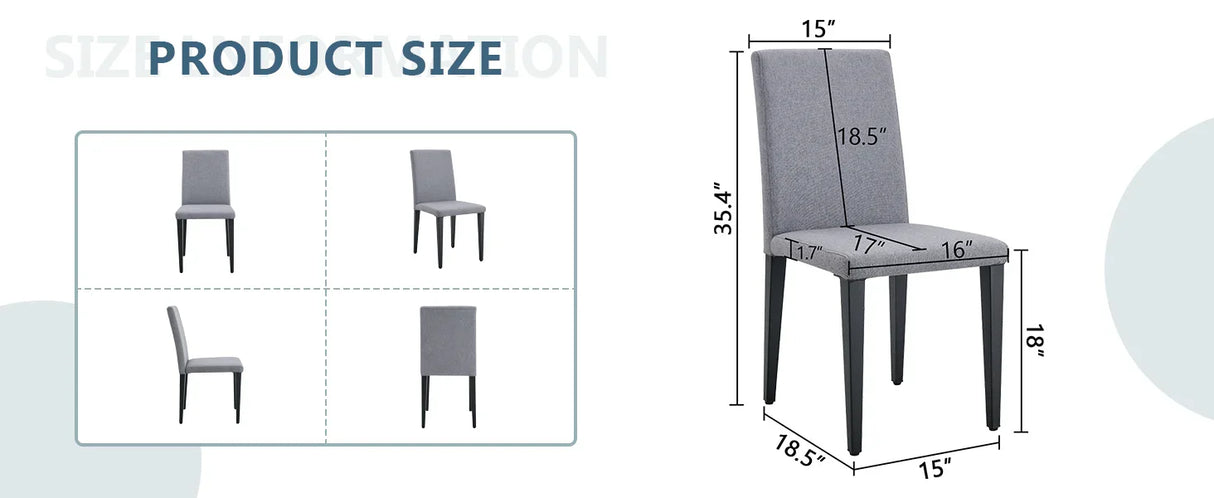 Dining Chairs Set Four Light Linen Upholstered Gray - Furniture Home Direct