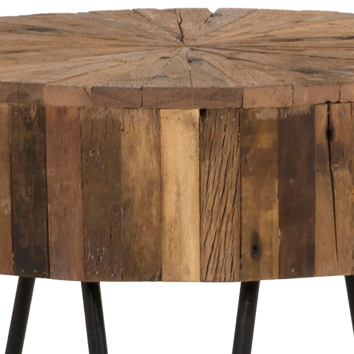 Rustic Accent Round Table With Iron Hairpin Legs - Furniture Home Direct