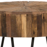 Rustic Accent Round Table With Iron Hairpin Legs - Furniture Home Direct
