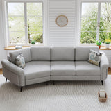 Upholstered 3 Seater Curved Sofa With Printed Pillows Chenille - Furniture Home Direct
