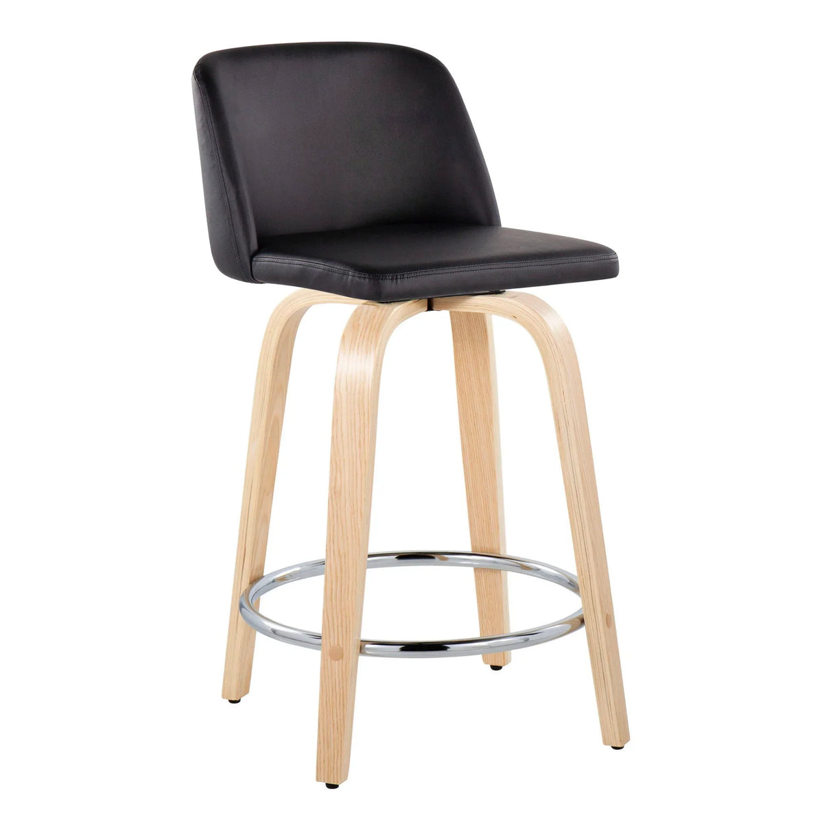 Toriano - Contemporary Fixed Height Counter Stool & Swivel And Round Footrest (Set of 2) - Furniture Home Direct