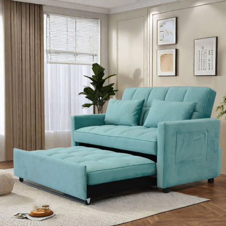 3 In 1 Convertible Sleeper Sofa Bed, Modern Fabric Loveseat Futon Sofa Couch With Pullout Bed, Small Love Seat Lounge Sofa With Reclining Backrest, Furniture For Living Room - Furniture Home Direct