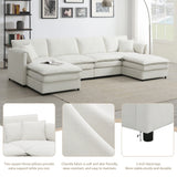 Sectional Sofa Chenille L Shaped Living Room Comfort Cream - Furniture Home Direct