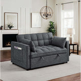 Sienna - Tufted Convertible Sleeper Sofa With Chaise - Gray - Furniture Home Direct