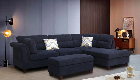 Diego - Fabric Sectional Sofa With Right Facing Chaise, Storage Ottoman, And 2 Accent Pillows - Furniture Home Direct