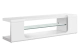 TV Stand, Console, Media Entertainment Center, Storage Shelves, Glossy Contemporary & Modern - White - Furniture Home Direct