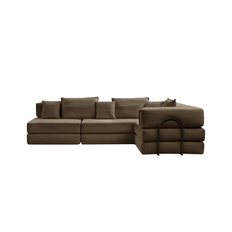 Modular L Shaped Floor Living Room Sofa Set With 6 Pillows - Furniture Home Direct